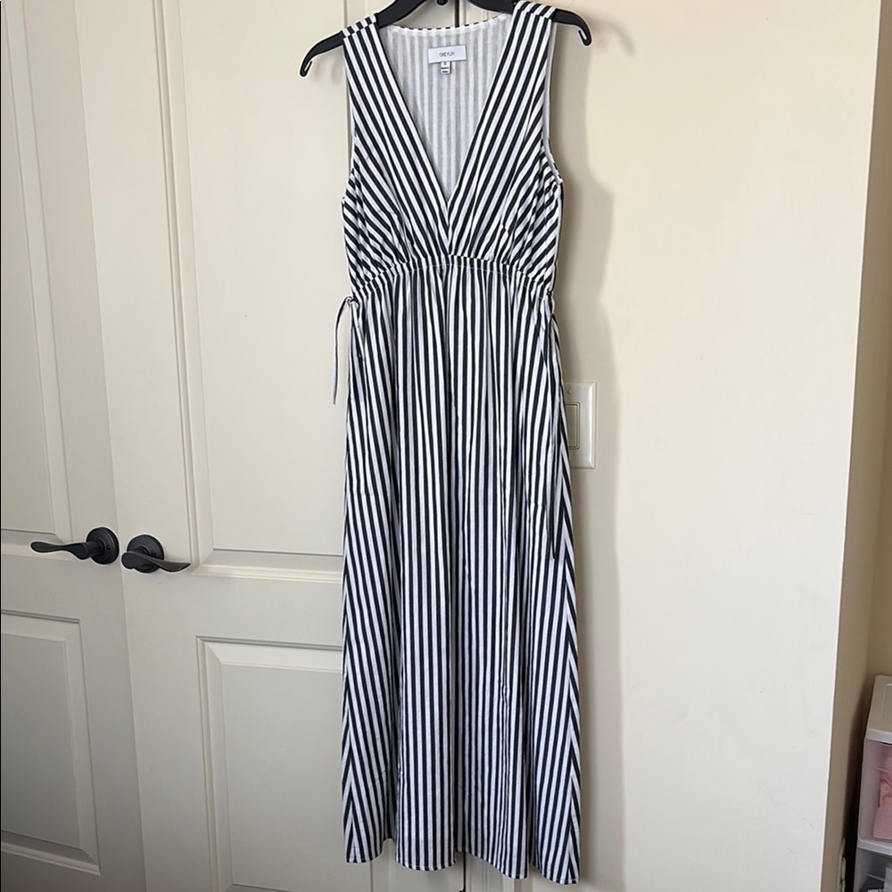 Black and White Striped Midi Dress